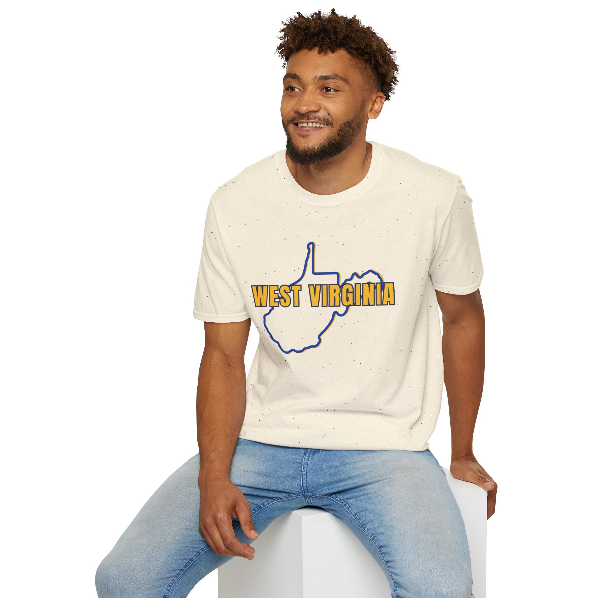 West Virginia Outline T-Shirt — State Pride Tee with "West Virginia" Text