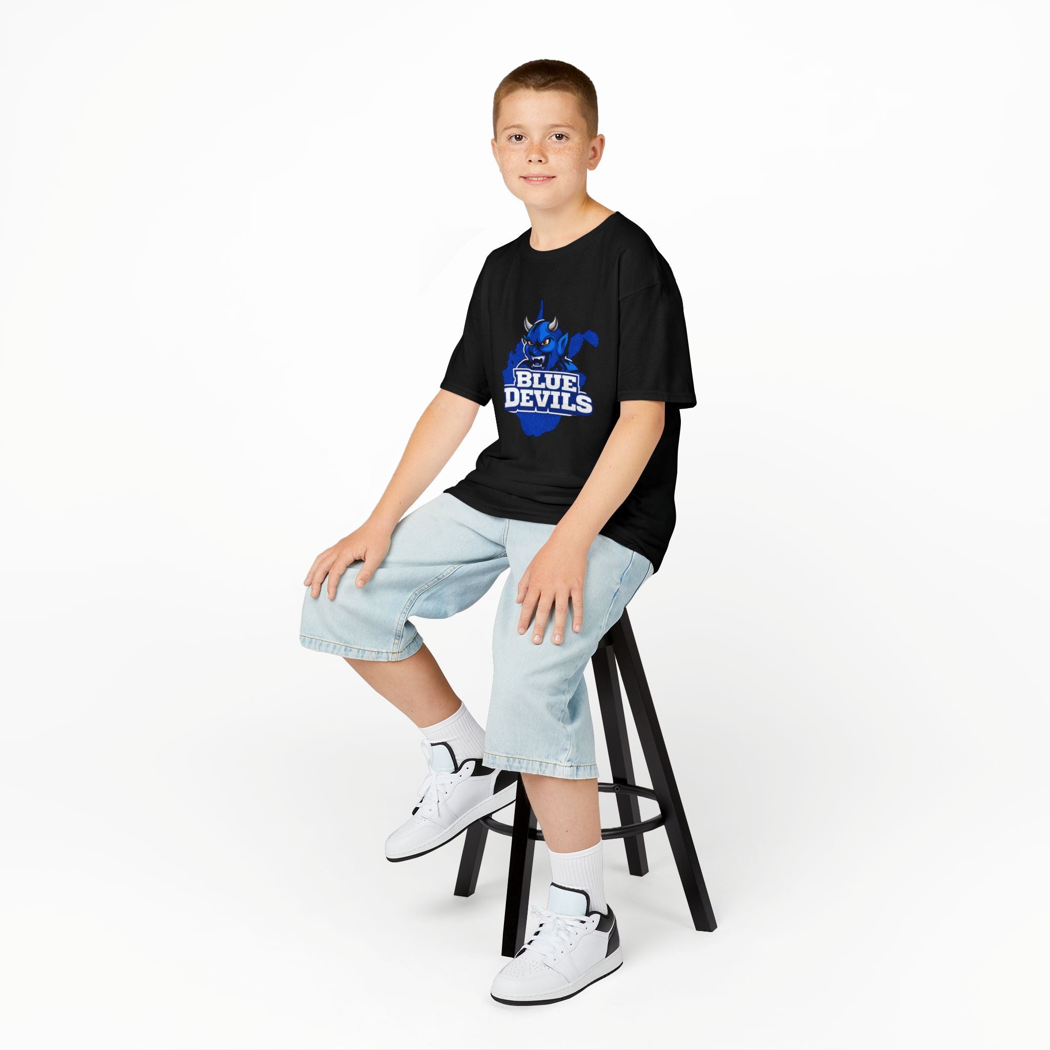 Kids Blue Devils Mascot T‑Shirt — Youth Team Spirit Tee