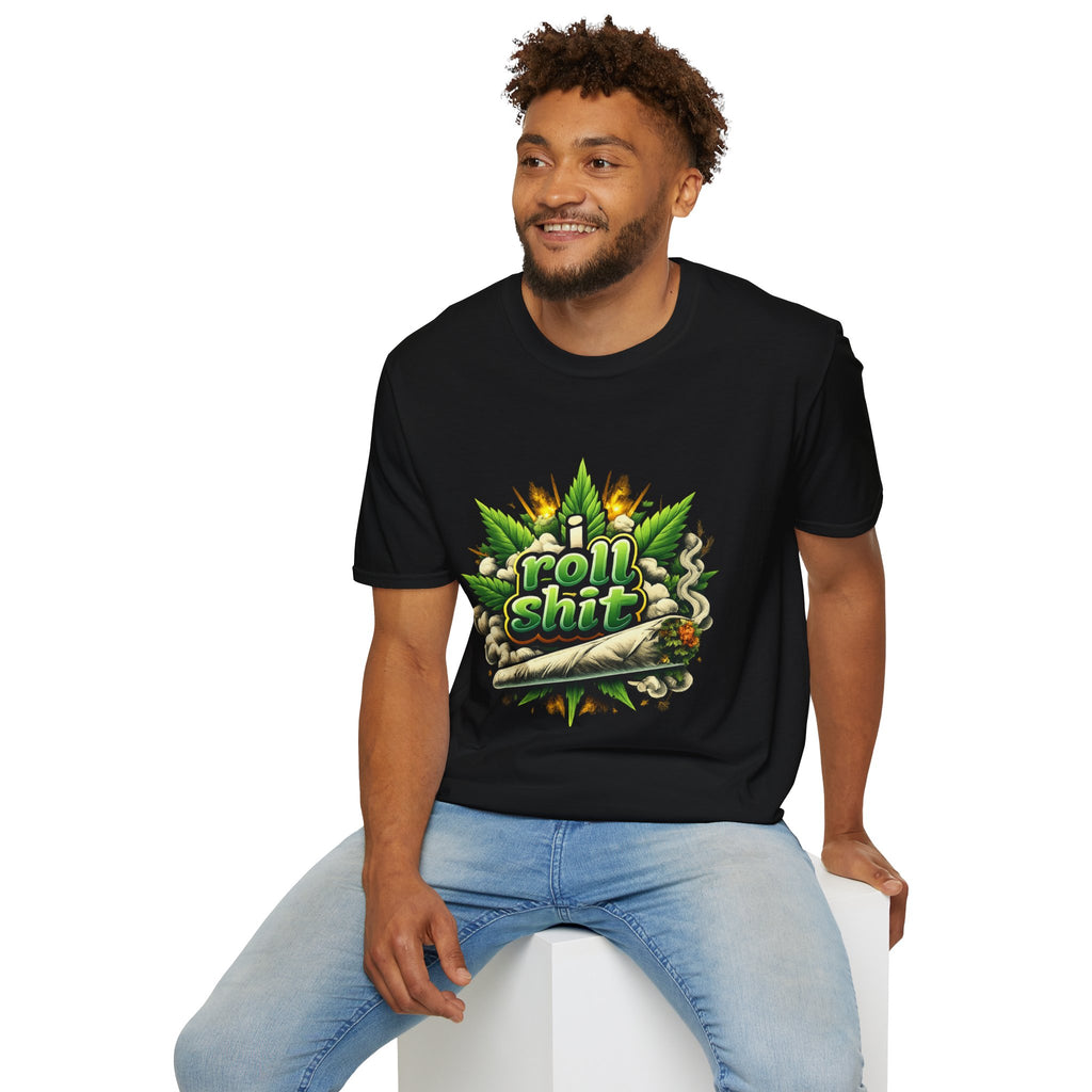 Roll Shit Graphic T-Shirt — Cannabis Leaf Joint Design