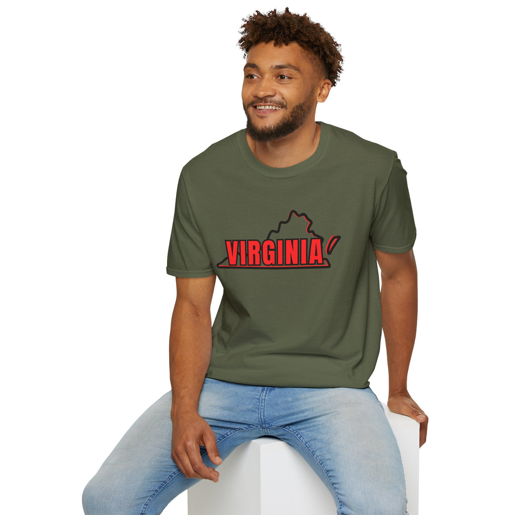 Virginia Outline T-Shirt — State Pride Tee with "West Virginia" Text