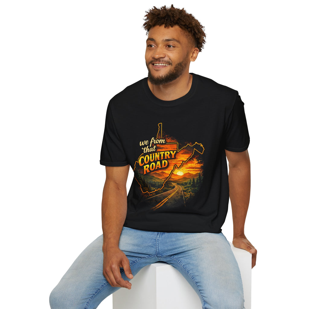 Country Road T-Shirt — "We From That Country Road" Sunset Scenic Tee