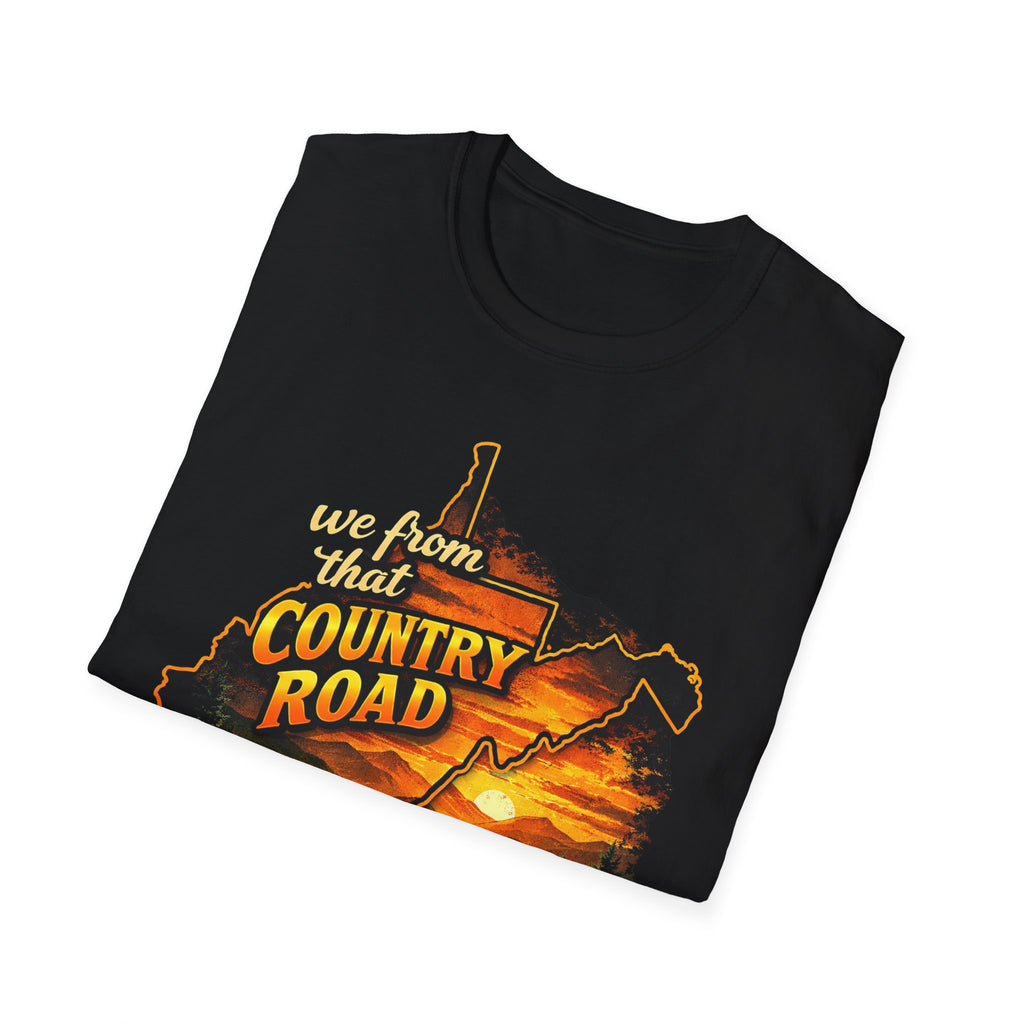 Country Road T-Shirt — "We From That Country Road" Sunset Scenic Tee