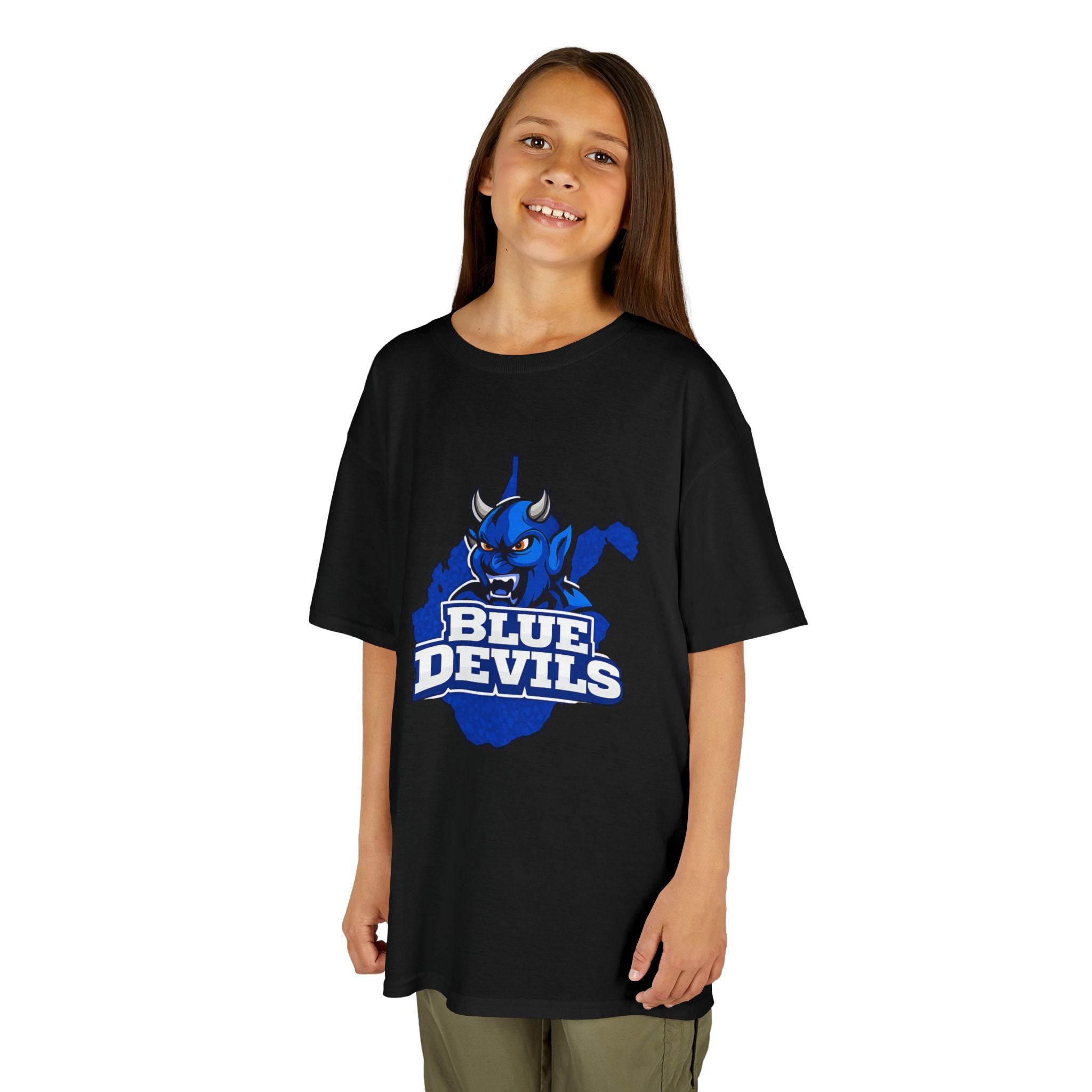 Kids Blue Devils Mascot T‑Shirt — Youth Team Spirit Tee
