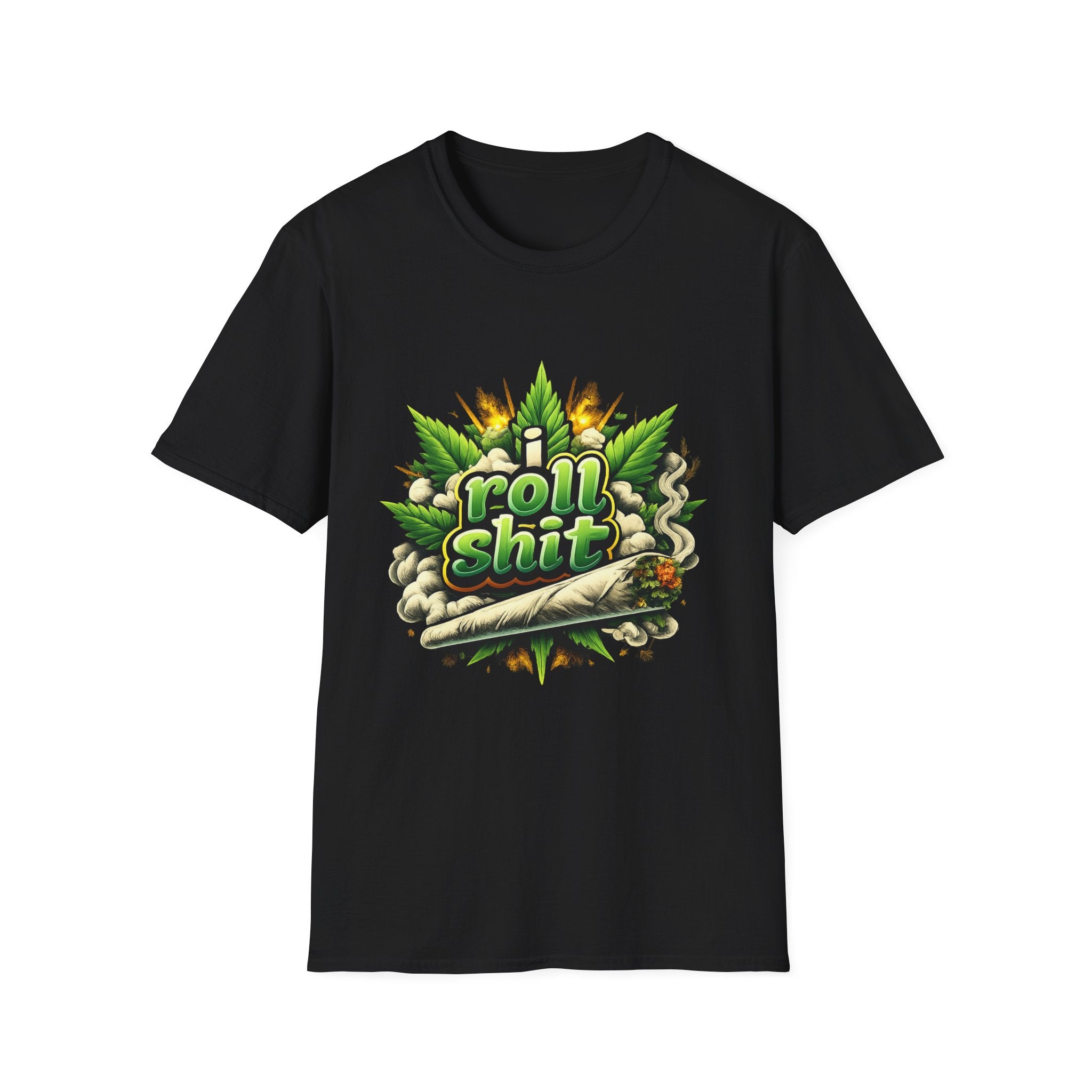 Roll Shit Graphic T-Shirt — Cannabis Leaf Joint Design
