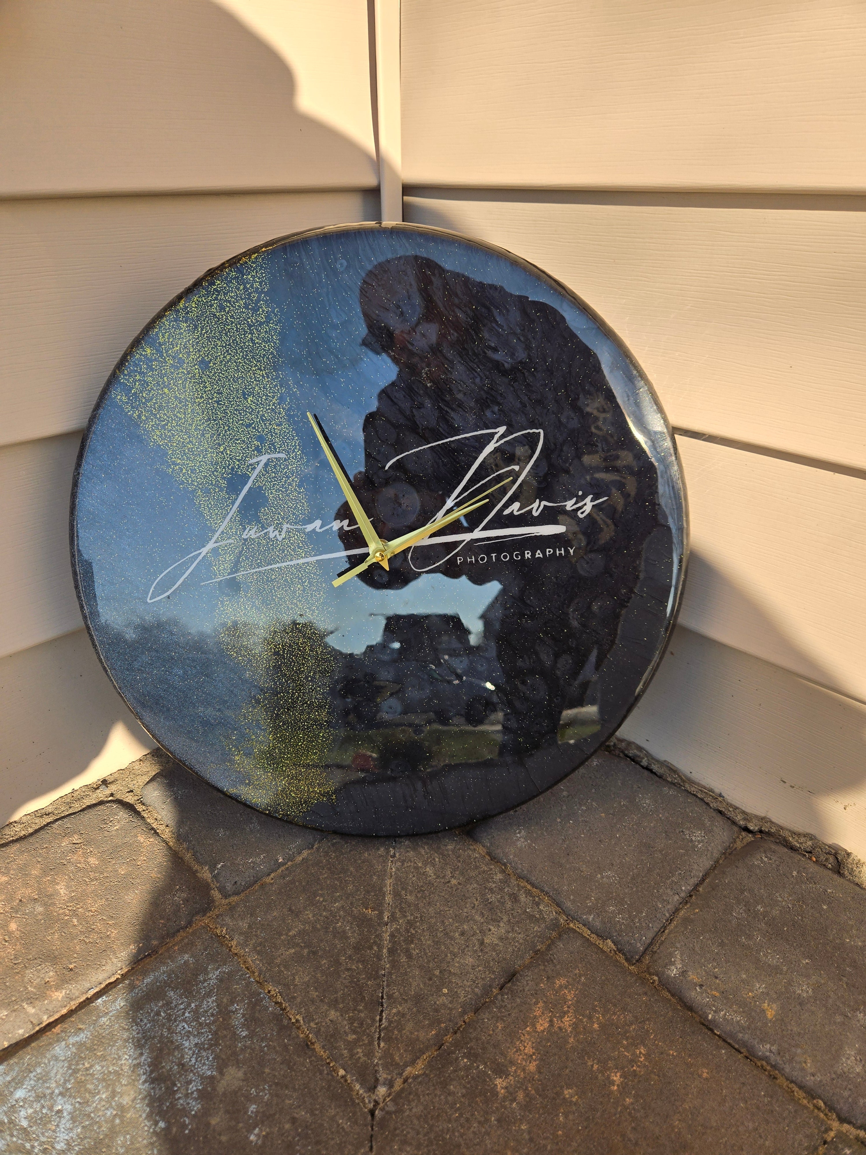 Custom 15 inch round epoxy clock or wall piece