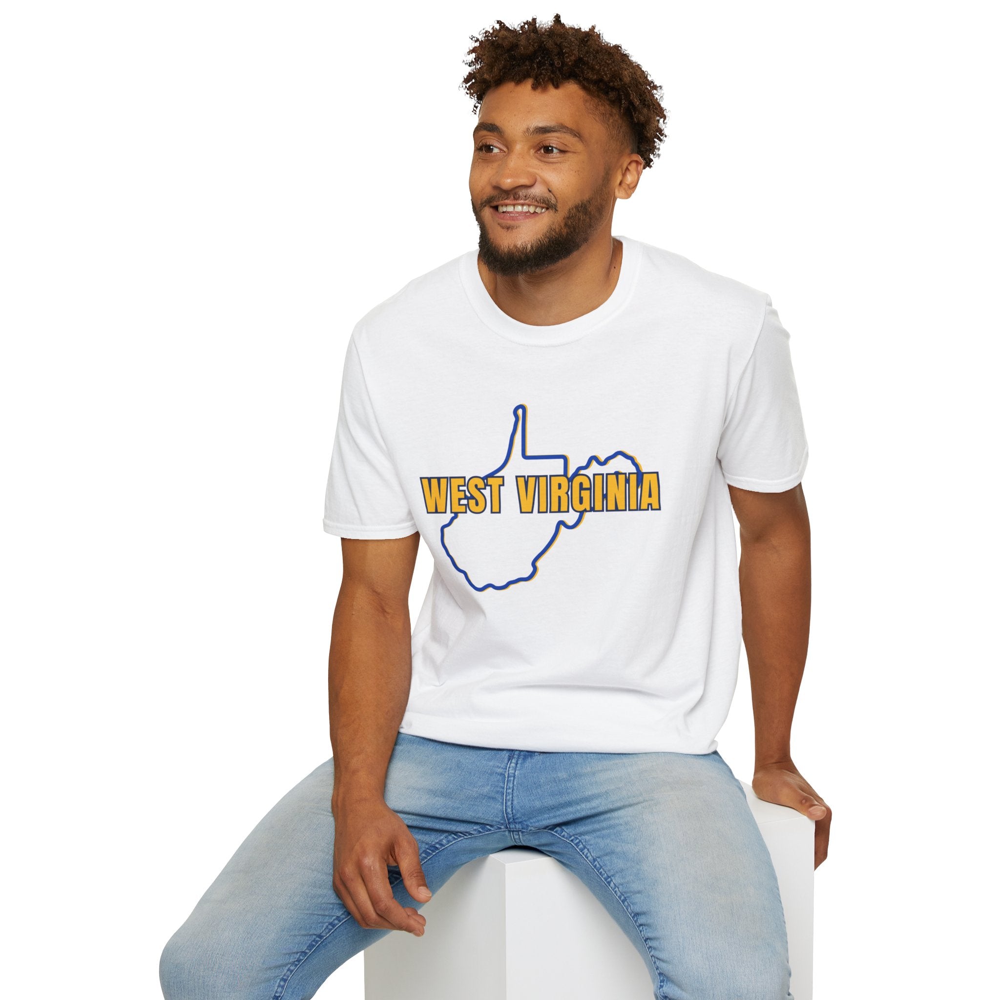 West Virginia Outline T-Shirt — State Pride Tee with "West Virginia" Text