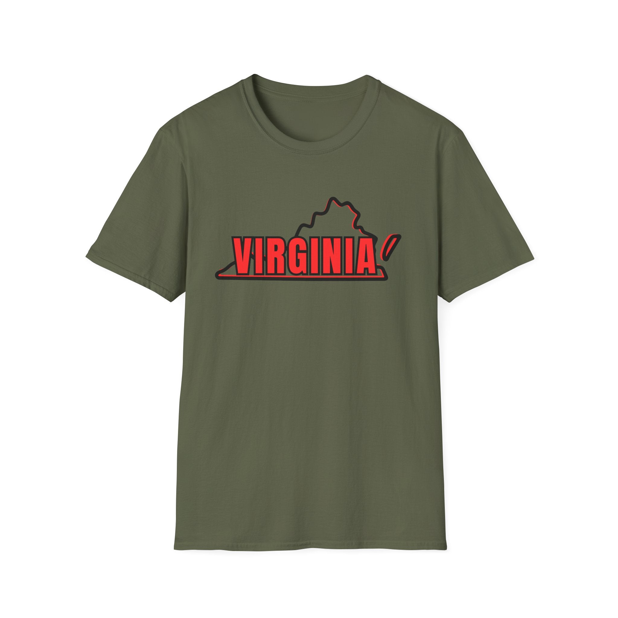 Virginia Outline T-Shirt — State Pride Tee with "West Virginia" Text