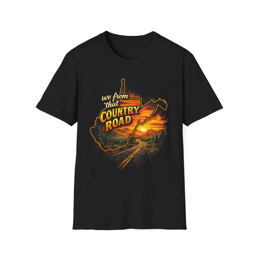 Country Road T-Shirt — "We From That Country Road" Sunset Scenic Tee