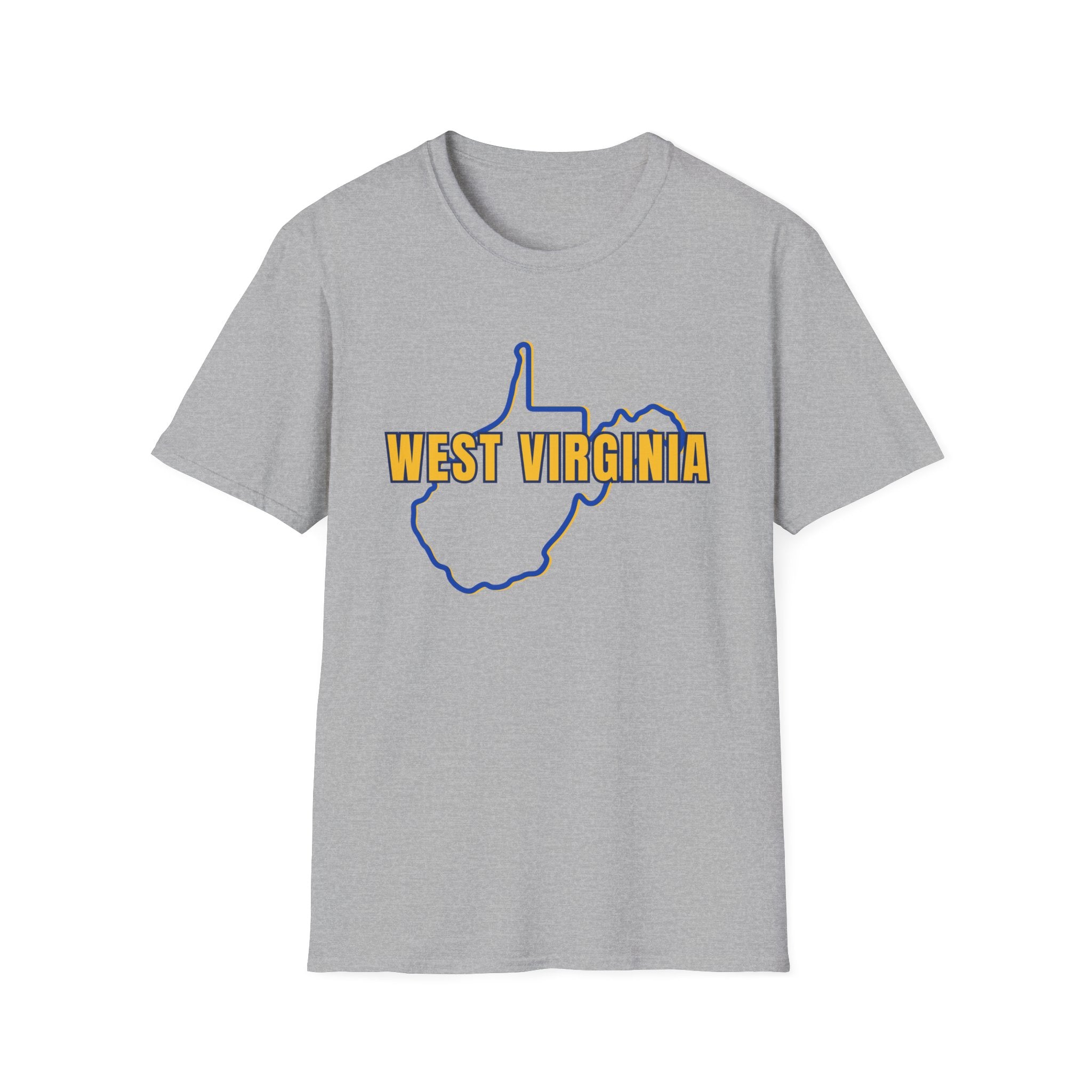 West Virginia Outline T-Shirt — State Pride Tee with "West Virginia" Text