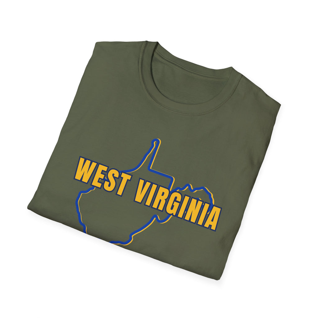 West Virginia Outline T‑Shirt – "God, Guns and West Virginia Till I'm Done" Graphic Tee