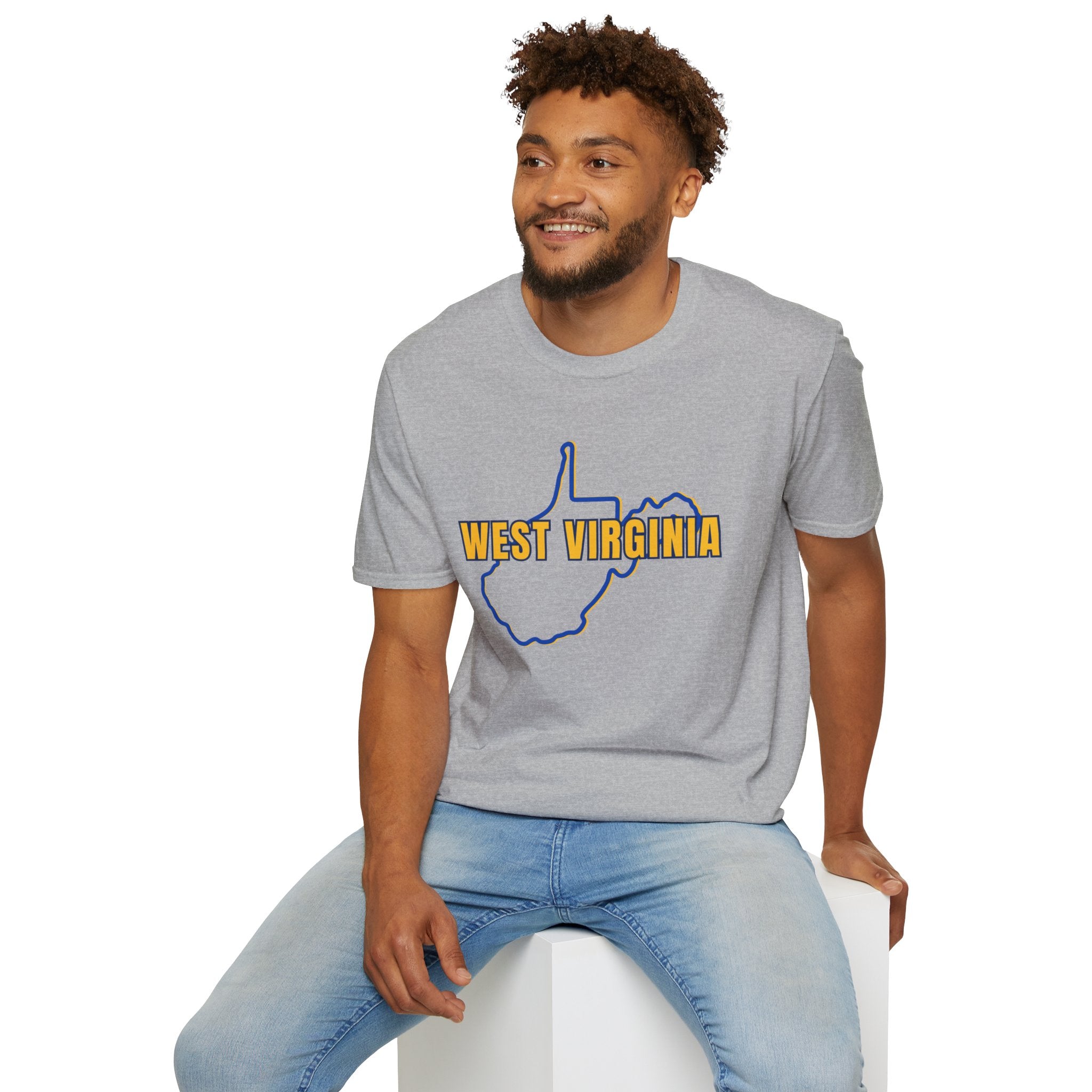 West Virginia Outline T-Shirt — State Pride Tee with "West Virginia" Text