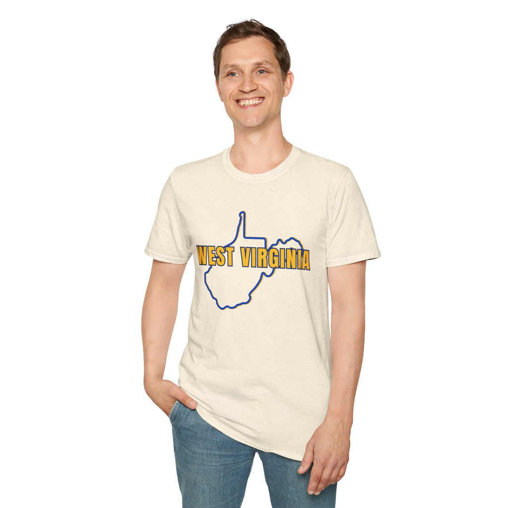 West Virginia Outline T-Shirt — State Pride Tee with "West Virginia" Text