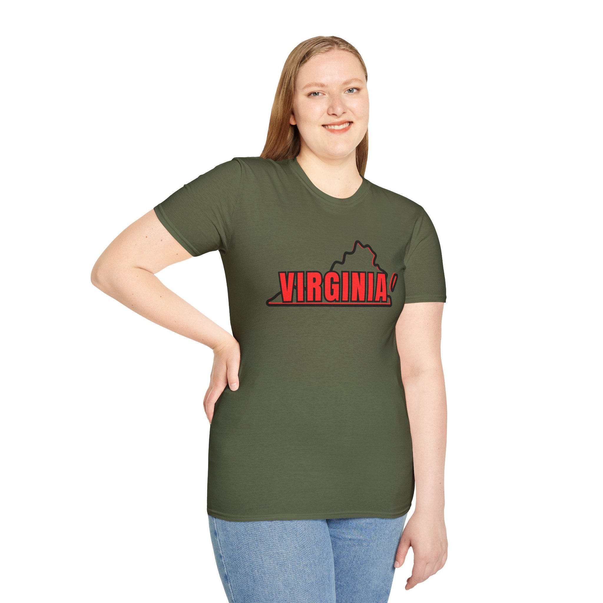 Virginia Outline T-Shirt — State Pride Tee with "West Virginia" Text
